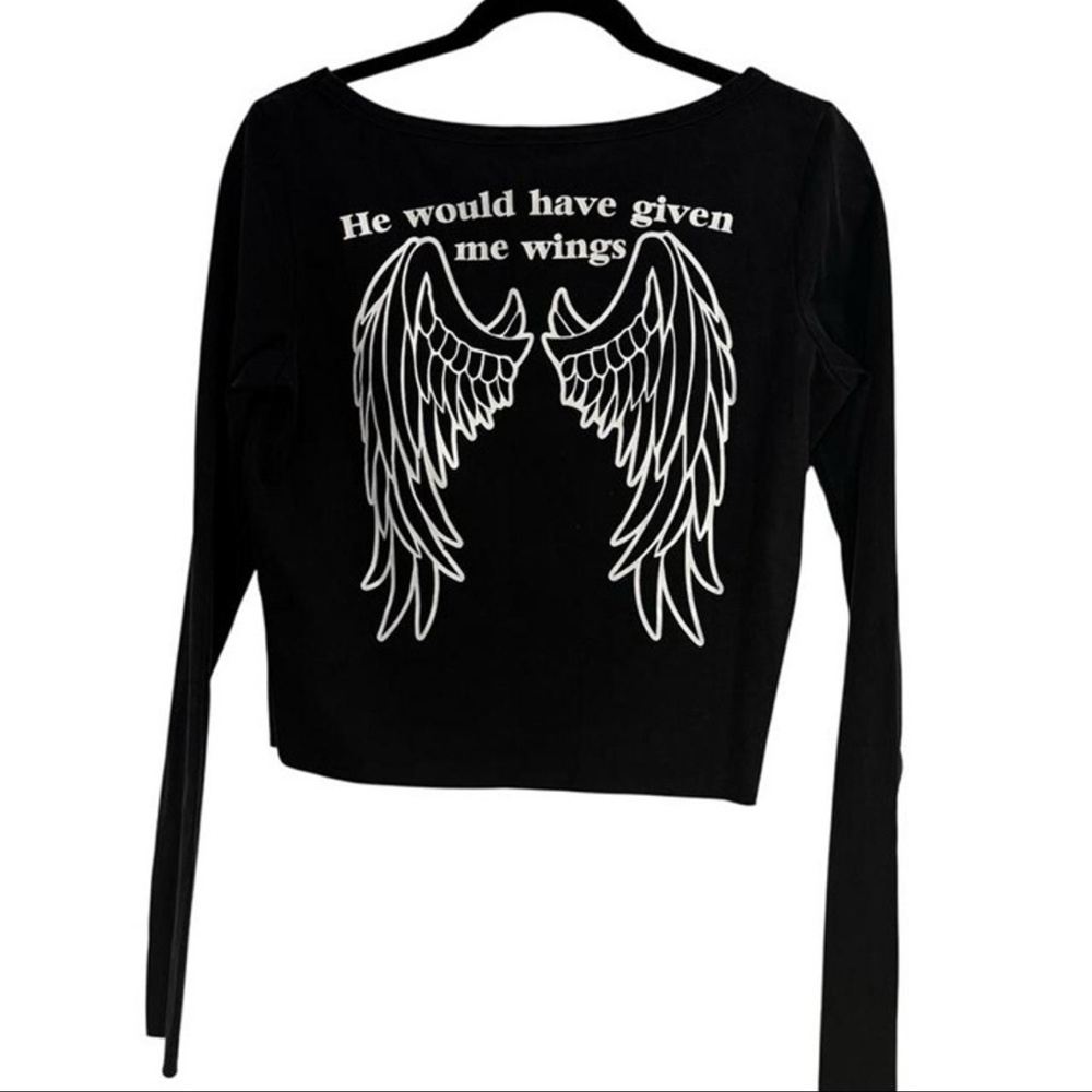 Dolls Kill Black Winged Long Sleeve Top